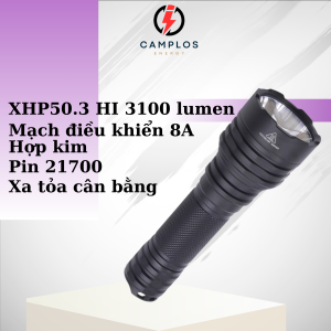 Đèn pin siêu sáng Mantaray C8+ M45 3100 lumen đèn bin cầm tay công suất cao vỏ hợp kim nhôm led XHP50.3 HI với pin 21700
