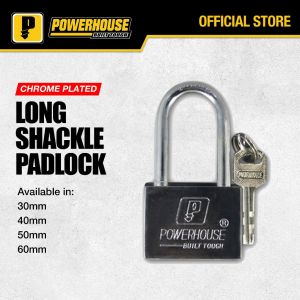 POWERHOUSE Long Shackle Padlock Chrome Plated Stainless Steel 30mm PHDH