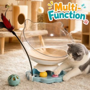 Space Capsule Cat Bed Semi Enclosed Play Sleep Cat Nest With Spinning Balls All Seasons For Cats