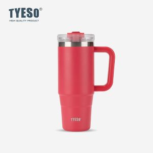 TYESO® Vacuum Insulated Tumbler Coffee Mug Leak Proof With handle/Straw Stainless Steel Water Bottle Keep Cold/Hot TS-8866/8868