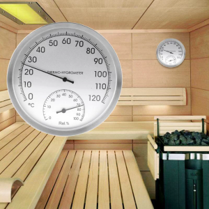 Upgraded Wall Hanging Thermometer Round Indoor Outdoor Thermometer Hygrometer Hygrometer Suitable for Sauna Room Silver