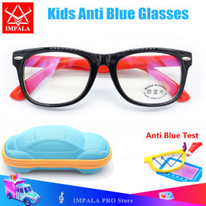 IMPALA FL1623Q Cute Kids Anti Blue Light Eyeglasses Colorful Silica Frame Filter Glasses for Baby Boys and Girls Anti Fatigue UV Protection Eyeglasses with Eyewear Case