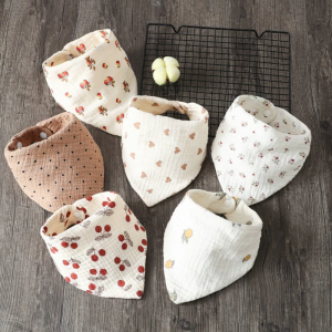 Floral Feeding Bib Burp Cloth Towel for Baby Boy Girl Gender Neutral Gauze Handkerchief Teether Drooling Bib for Newborn