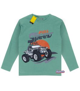 Baju anak cowok lengan panjang karakter kendaraan mobil jeep adventure FULLSPED SAGE bahan adem