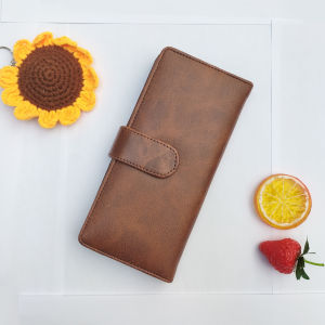 Dompet lipat panjang wanita kulit sintetis polos tempat kartu atm dan uang koin dompet paspor cewek