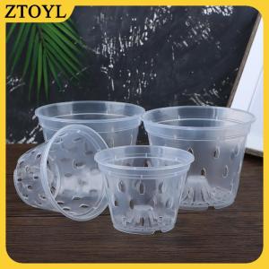 ZTOYL  1 cái chậu hoa chậu trồng cây trong vườn chậu thoát nước có lỗ trong suốt giỏ hoa phong lan nhựa thoáng khí phụ kiện chậu hoa