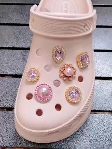 Phụ kiện giày kim loại JJBXC Charm khóa giày chéo phụ kiện giày thời trang DIY kim cương hồng