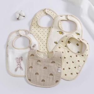 Wintin New Gauze U-shaped Baby Bibs Cute 6 Layers Cotton Saliva Towel Newborn Burp Cloths Bandana Scarf for Boy Girl Feeding Drool Bib