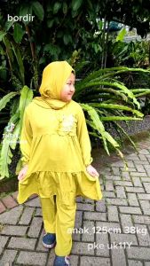 little pineapple setelan tunik bordir rembulan hijab anak 9-14Y