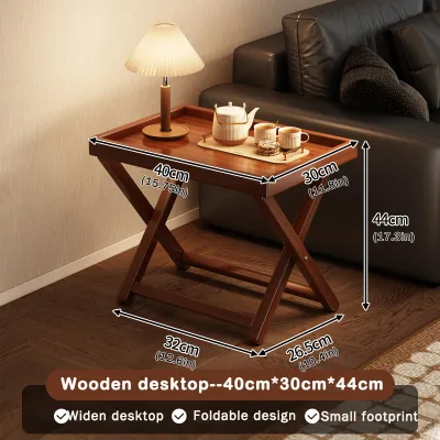 HomeFurni Nordic Style Wooden Side Table Simple Living Room Coffee Table Corner Table Small Family X-type Foldable Table