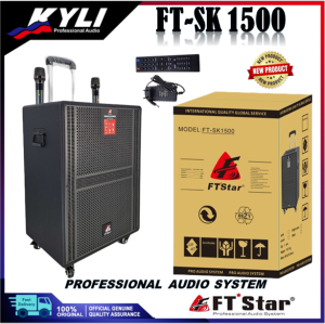 KYLI - NEW FT-SK1500 15 INCHES PROFESSIONAL AUDIO SPEAKER W/ 2 MICROPHONE AND REMOTE CONTROL