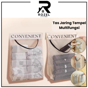 ROZEL Tas Jaring Bawang Estetik Tempel Serbaguna Multifungsi / Tempat Pemyimpanan Bawang Sayuran Dapur / Tas Keranjang Jaring Tempel Kantong Kresek Kuat Kokoh