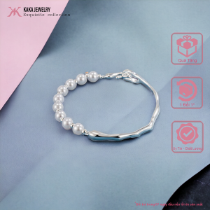 Vòng tay Nữ Bạc 925 đính ngọc trai/ Lắc tay Bạc nữ 925 đính ngọc trai -LIGHTMOON KaKa