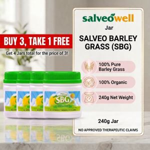 [Buy 3 Take 1] SBG Salveo Barley Grass Powder in Jar 240 grams 100% Original Pure & Organic Food Supplements Detoxifier Antioxidant Buy 3 get 1 Free