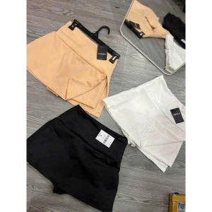 chân váy poly đai cao xẻ tà 1 bên có bảo hộ dnàh cho nữ đen trắng size sml