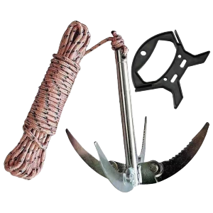 4 Claw Sabit Jangkar Mini Lipat Tahan Lama Besi Galvanis Untuk Pemotong Tanaman Air Rumput Air / Untuk Pemotong Tanaman Air Rumput Air Dengan Tali 20m Dan Handle