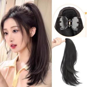 BEAUTYLADIES Synthetic Slightly Upturned Straight Ponytail Hair Extension 12/16Inch Claw Clip Ponytail Wig Natural Cute Ponytail Hairpiece for Women