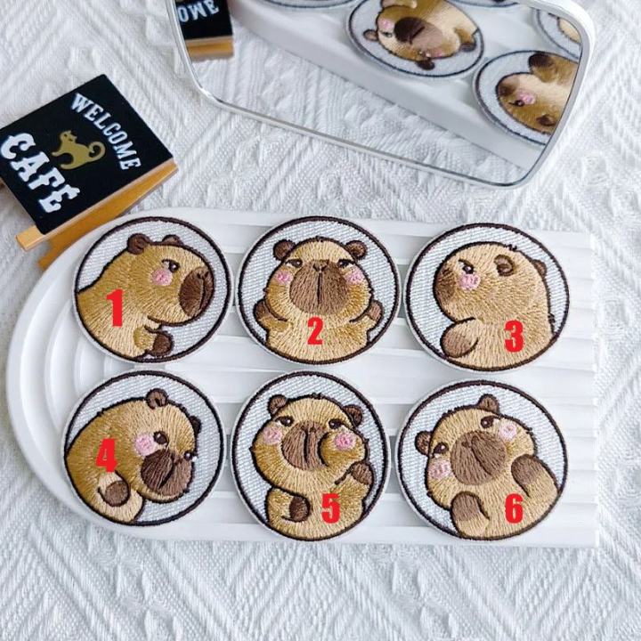 Sticker ủi nhiệt thêu logo CHUỘT CAPYBARA CUTE - Miếng dán trang trí ...