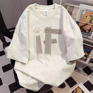 Retro-style Letter-print Short-sleeved T-shirt for Men and Women Suitable for Summer Loose and Casual Half-sleeve Top Soft and Comfortable Simple and Versatile Trendy Clothing