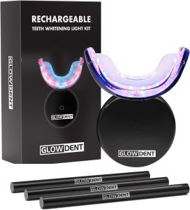 Teeth Whitening LED Kit with Gel Pen Teeth Whitener Mouthpiece Wireless 16 Minute Treatment Enamel/Sensitivity Free Remove Stains from CoffeeWineSodaFood Black