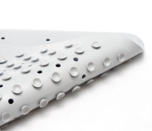 GUMMITEX  Grey Gray Home Hotel Anti Slip Bath Mat Bathroom Bathtub Shower Toilet Nordic Design Room Anti Slip Waterproof Adhesive Suction Cup Large Long Rectangle Soft Natural Safe Anti Skid Rubber Bath Mat