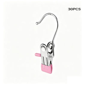 10/30PCS Anti-Rust Clothes Pegs Stainless Steel Hanging Clips Windproof Single Hook Clip For Socks Hat Pants 帽夹 裤夹 袜夹