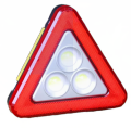 Automotive emergency WARNING TRIANGLE with Bright flashing LED light and torch light in a plastic tool enclosure. 