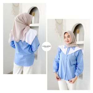 LUTFANA SHIRT - FLOTTILICIOUS / Baju Kemeja Wanita Cantik Polos Casual Kerah Sailor Outfit Korean Style