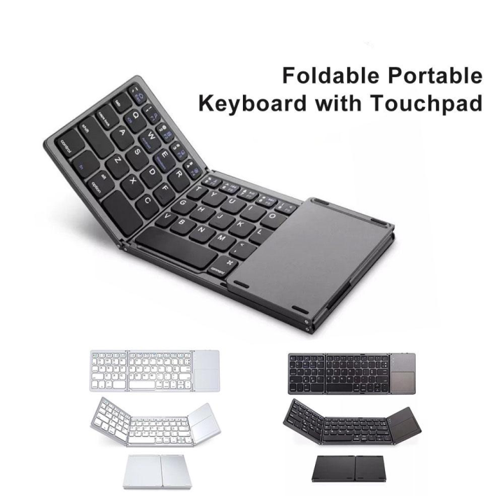 KEYBOARD LIPAT WIRELESS BLUETOOTH - Foldable Wireless Keyboard & Touchpad Bluetooth Lipat Mac iPad hp ios laptop Android Komputer PC pro Folding Keyboard Portable