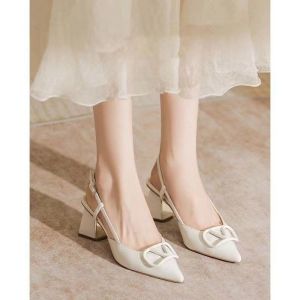 2025 fashion new V-shaped elegant pointed temperament coarse single shoes French high-heeled sandals Footwear Girls