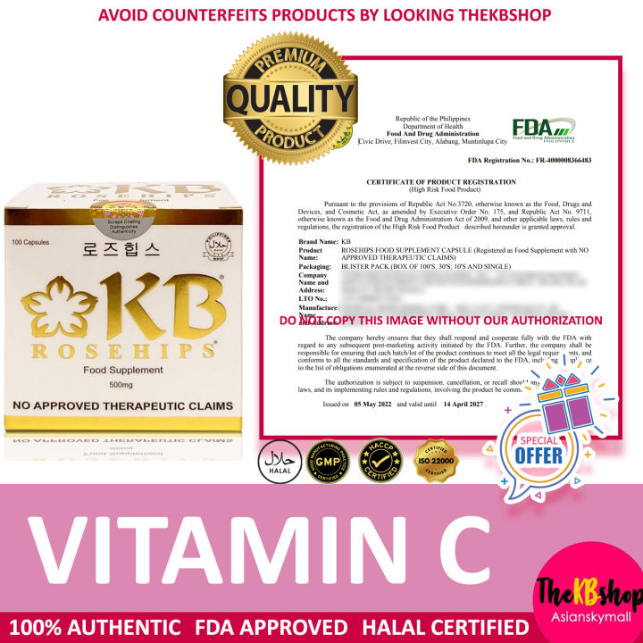 lazada kb glutathione Rosehips Vitamin C 100 Capsules x 500mg not-for-human-consumption
