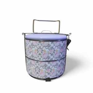 【COVER CUSTOMIZE NAME】14CM Purple Flora Multilayer Portable Stainless Steel Tiffin Carrier Mangkuk Tingkat Lunch Box Food Carrier 紫色花卉不锈钢大容量饭桶多层分层分格便当盒家用不保温饭盒食格可定制雕刻名字 LOGO