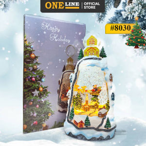 ONELINE #8028/8029/8030 Santa Claus Lighted Christmas Music Box Snow Globe Christmas Decoration featuring a festive winter village