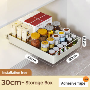 GSlife⭐Pull Out Basket Stainless Steel⭐Pull Out Dish Rack Leather Handle With Frame Storage BoxKitchen Desktop Organizer Internal Storage Rack of Cabinet
