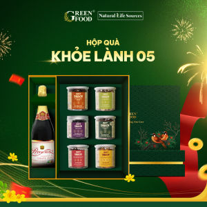 Hộp quà Khoẻ Lành 05 GREEN FOOD - Hộp quà đồ ăn vặt và nước trái cây Quà tặng sang trọng cho đối tác người thân