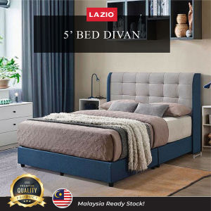 [Ready Stock]Queen Bed Frame Upholstered Bed with Buttoned Design Headboard Fabric Bed Frame Easy Assembly Navy Blue or Grey Colour|Strong Mattress & Body Support|轻奢风现代简约双人床北欧简约主卧小户型实木床