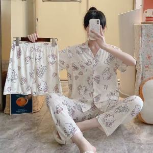 fashion shop New 3in1 Korean Cotton sleepwear Shortsleeve pajama /nightwear/loungewear set for girl #04