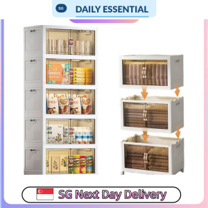 【DAILY ESSENTIAL】 Folding Double-Door Storage Cabinet | 45 55 or 65cm | 1-5 Tiers