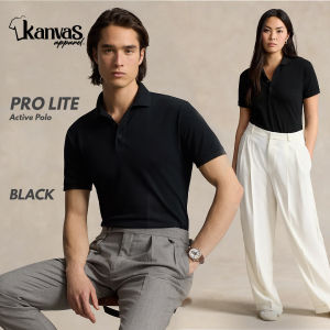 Kanvas Active Polo Shirts for Men & Women with Collar & Buttons Formal Tops Mens Golf Sports Wear Basic Plain Black