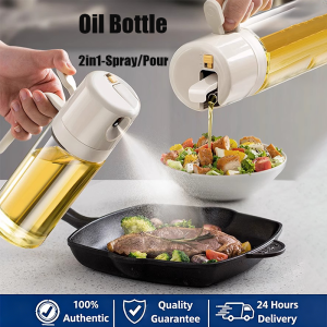 SG(Ready Stock)550ML Oil Bottle Spray/Pour Leak-Proof Oil Glass Spray Kitchen Soy Sauce Vinegar Seasoning Bottle