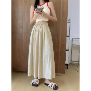 3100 New Yamamoto Skirt High Waist Pleated Thin Solid Color Versatile Summer Slimming Casual  drape Long Skirt