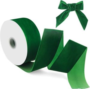 10 Yard Wide Christmas Velvet Ribbon Luxiv 2 in Single Face Ribbon for Wrapping Satin Dark Green Velvet Ribbon Decoration Christmas Wedding Wide Velvet Ribbon (Red)