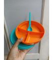 Tupperware Kiddos Bowl with Spoon 350ml 1pc Satuan dengan sendok hang on spoon tempat bekal anak wadah nasi sayur dengan sekat 3 350 ml bawa bekal anak makanan buah lucu imut  bagus awet praktis murah promo diskon go green lolly tup pink hijau orange ungu. 