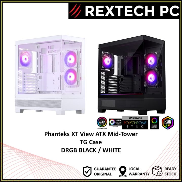 REXTECH Phanteks XT View MID-TOWER ATX Case TG DRGB BLACK / WHITE | Lazada