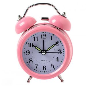 Double Bell Alarm Clock Twin Bell Metal Round Bed Desktop Night Light School Student Office Work