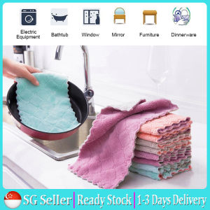Microfiber Kitchen Towel Cleaning Cloth Dish Towel Absorbent Scouring Pad Dish Wipes Towel Household Cleaning Wash Rag Oil Cleaning Absorbent Cleaning Cloth Random Color CNY Gift Present