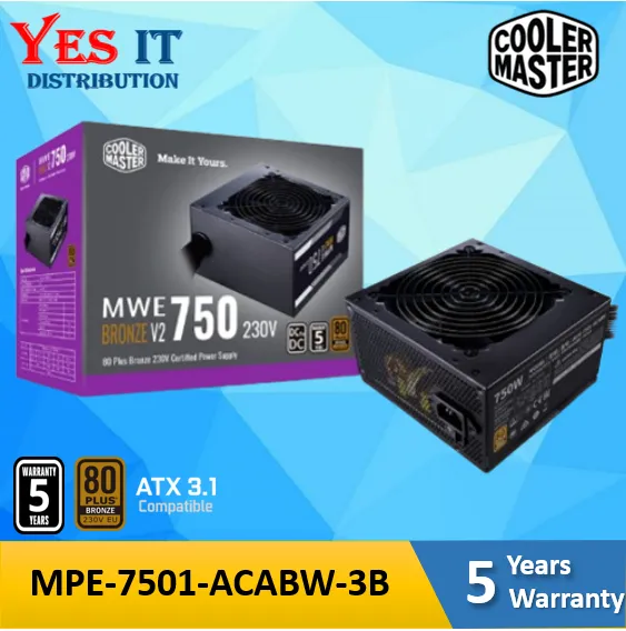 COOLER MASTER MWE 750 / 650W MWE 80+ BRONZE POWER SUPPLY ( MPE-6501-ACABW-BUK / MPE-7501-ACABW-3BUK )