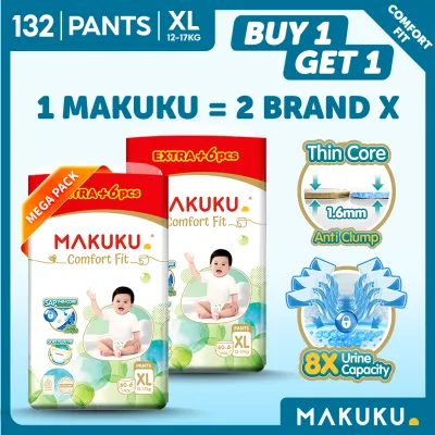 【B1T1】 MAKUKU Comfort Fit Tape and Pants Diaper Ultra Thin Soft Breathable Super Absorbent Baby Diapers