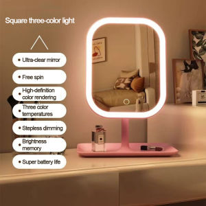 (LED Mirror) 3 colors LED Mirror Rechargeable Mirror with Touch Control Light Cosmetic Mirror Glass Mirror