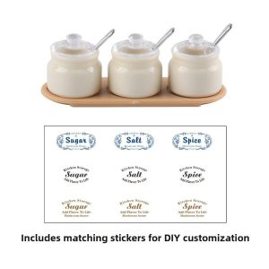 DADOMYD 3PCS 1/6 Scale Miniature Dollhouse Kitchen with Sticker with Spoon Food and Condiment Jars Miniature Model Mini Kitchen Decor Children Girl Gift